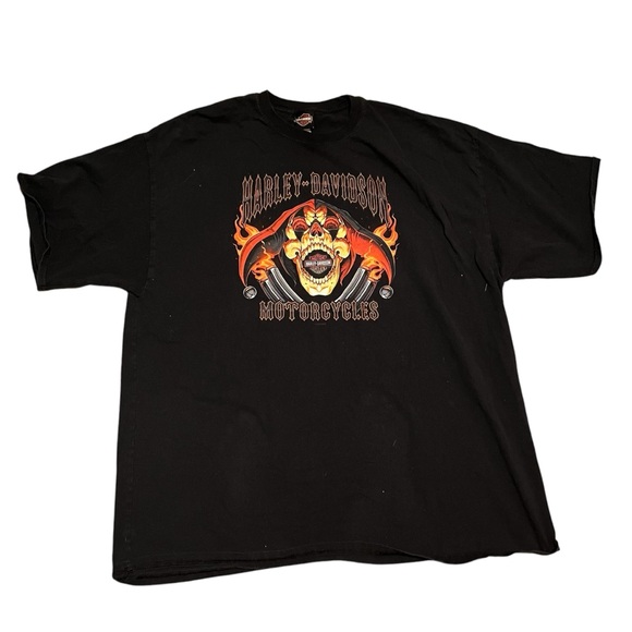 Harley-Davidson Other - Harley-Davidson Men's Skull Flames Crest El Paso Graphic T-Shirt, Black 3XL